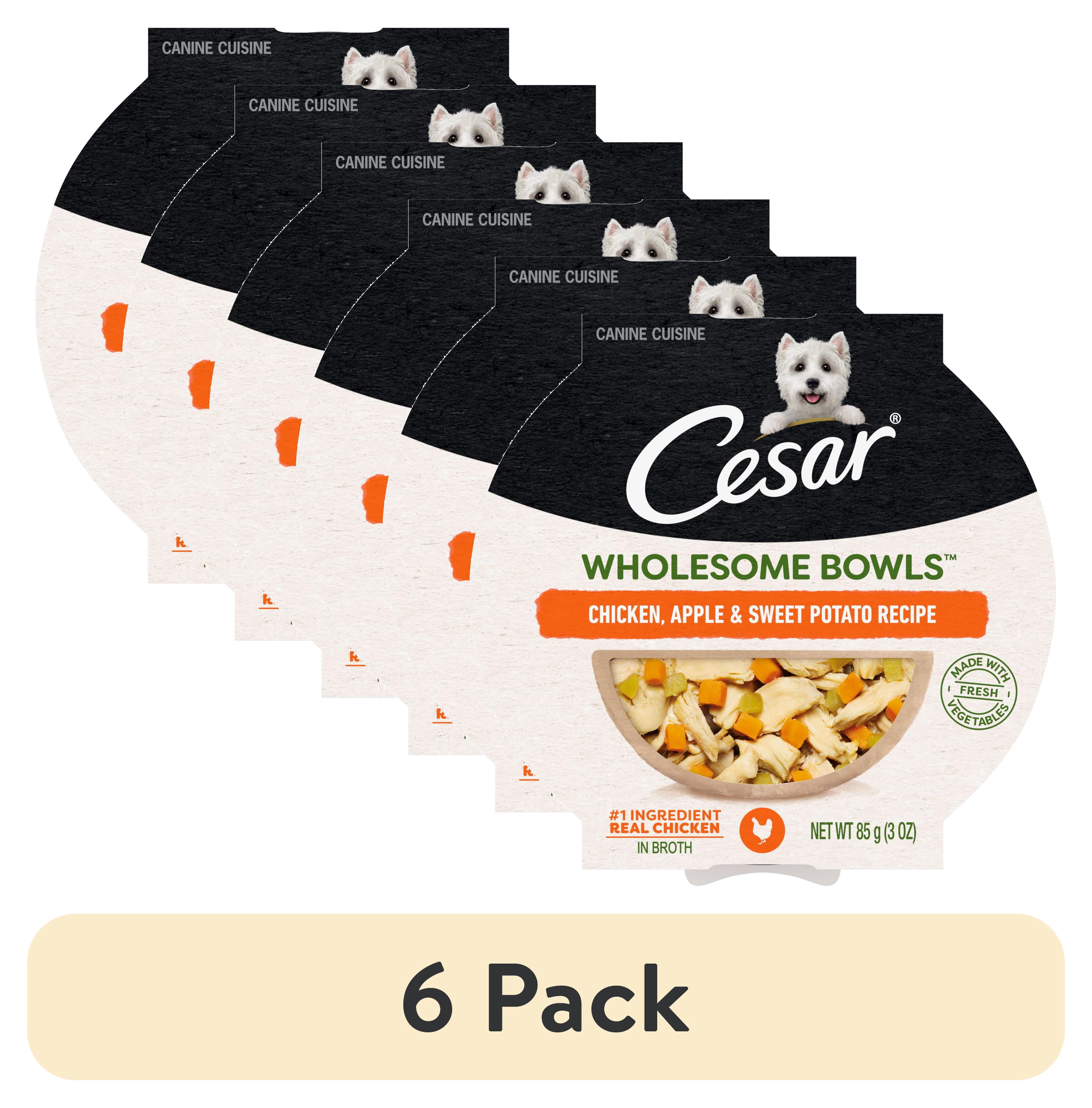 (6 pack) Cesar Wholesome Bowls Chicken, Apple & Sweet Potato Wet Dog Food Adult, 3 Oz