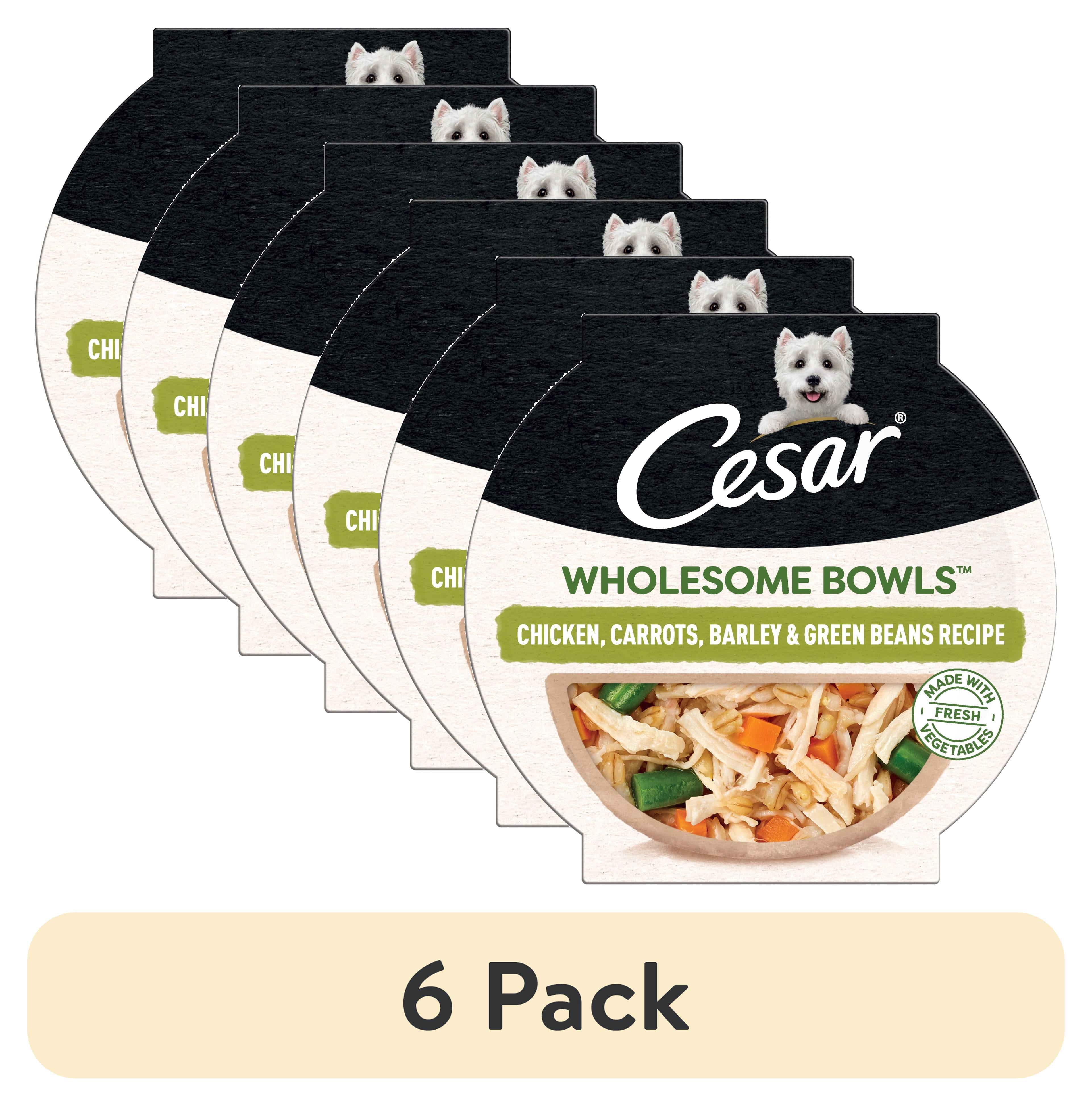 (6 pack) Cesar Wholesome Bowls Chicken, Carrots, Barley, & Green Bean Recipe Adult Wet Dog Food, 3 oz Bowl