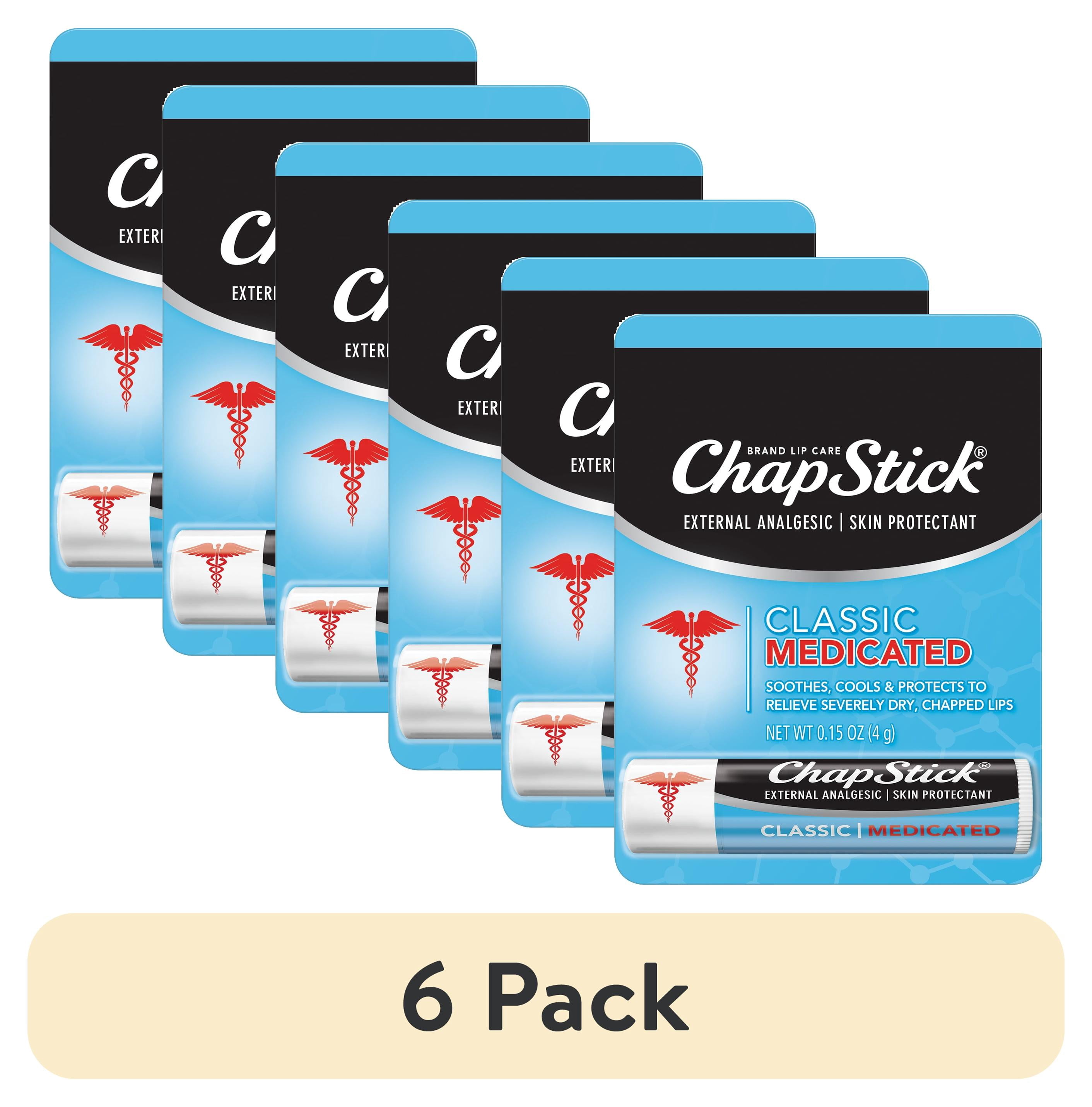 (6 pack) ChapStick Classic (Medicated Flavor, 0.15 Ounce) Lip Balm Tube, Skin Protectant, Lip Care, External Analgesic