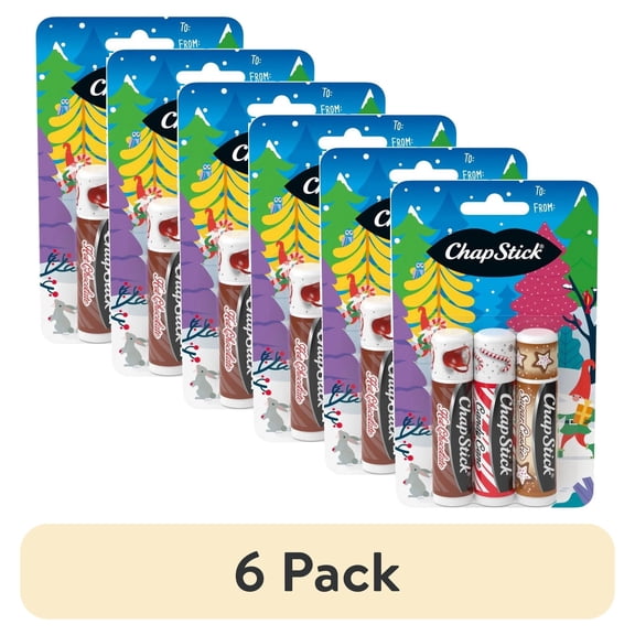 (6 pack) ChapStick Holiday Hot Chocolate, Candy Cane and Sugar Cookie Lip Balm, 0.15oz, 3 Pack