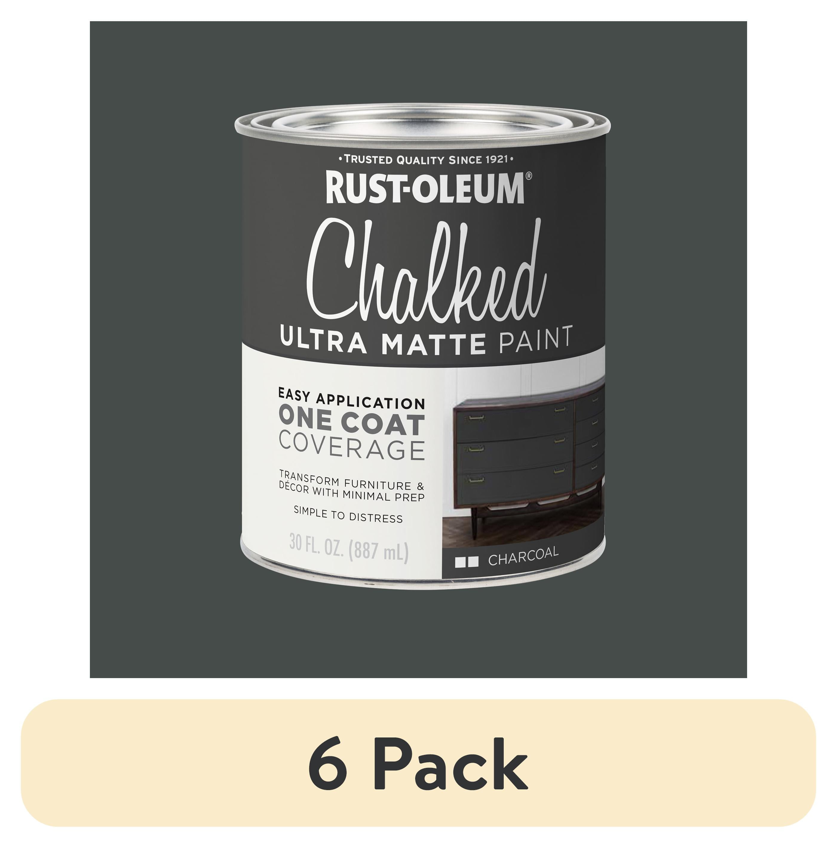 (6 pack) Charcoal, Rust-Oleum Chalked Ultra Matte Paint, Quart