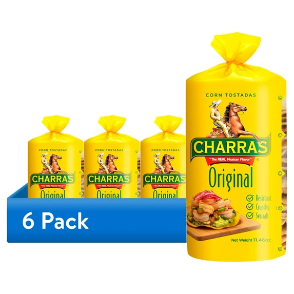 (6 pack) Charras Original Corn Tostadas Amarilla, Gluten-Free Yellow, 11.46oz