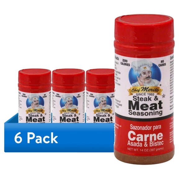 (6 pack) Chef Merito Steak & Meat Seasoning, 14 oz