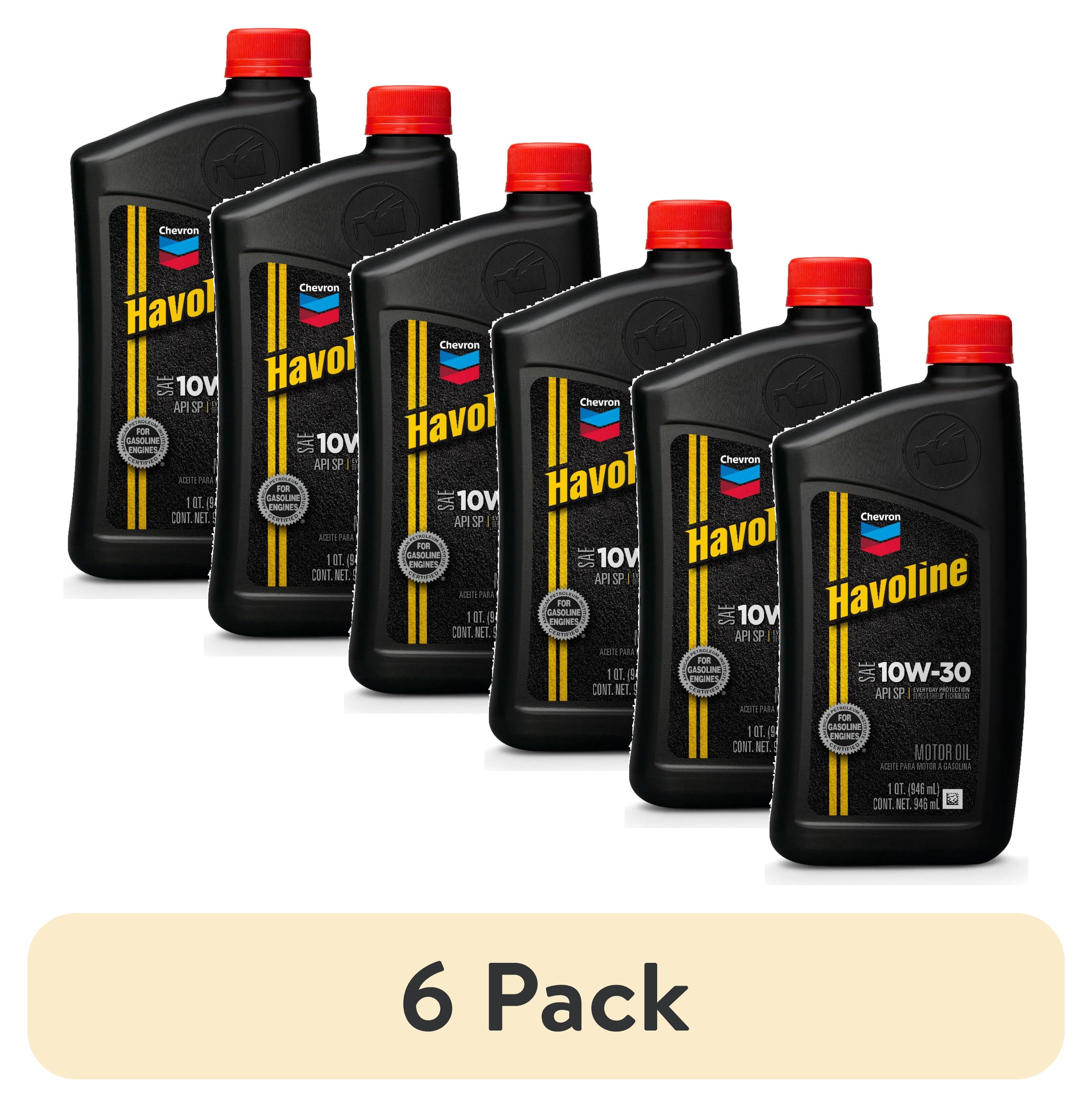 (6 pack) Chevron Havoline Conventional Motor Oil 10W-30, 1 Quart Bottle