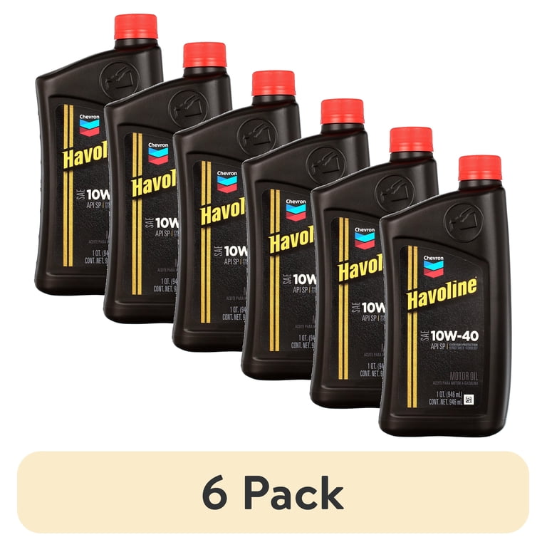 6 pack) Chevron Havoline Conventional Motor Oil 10W-40, 1 Quart