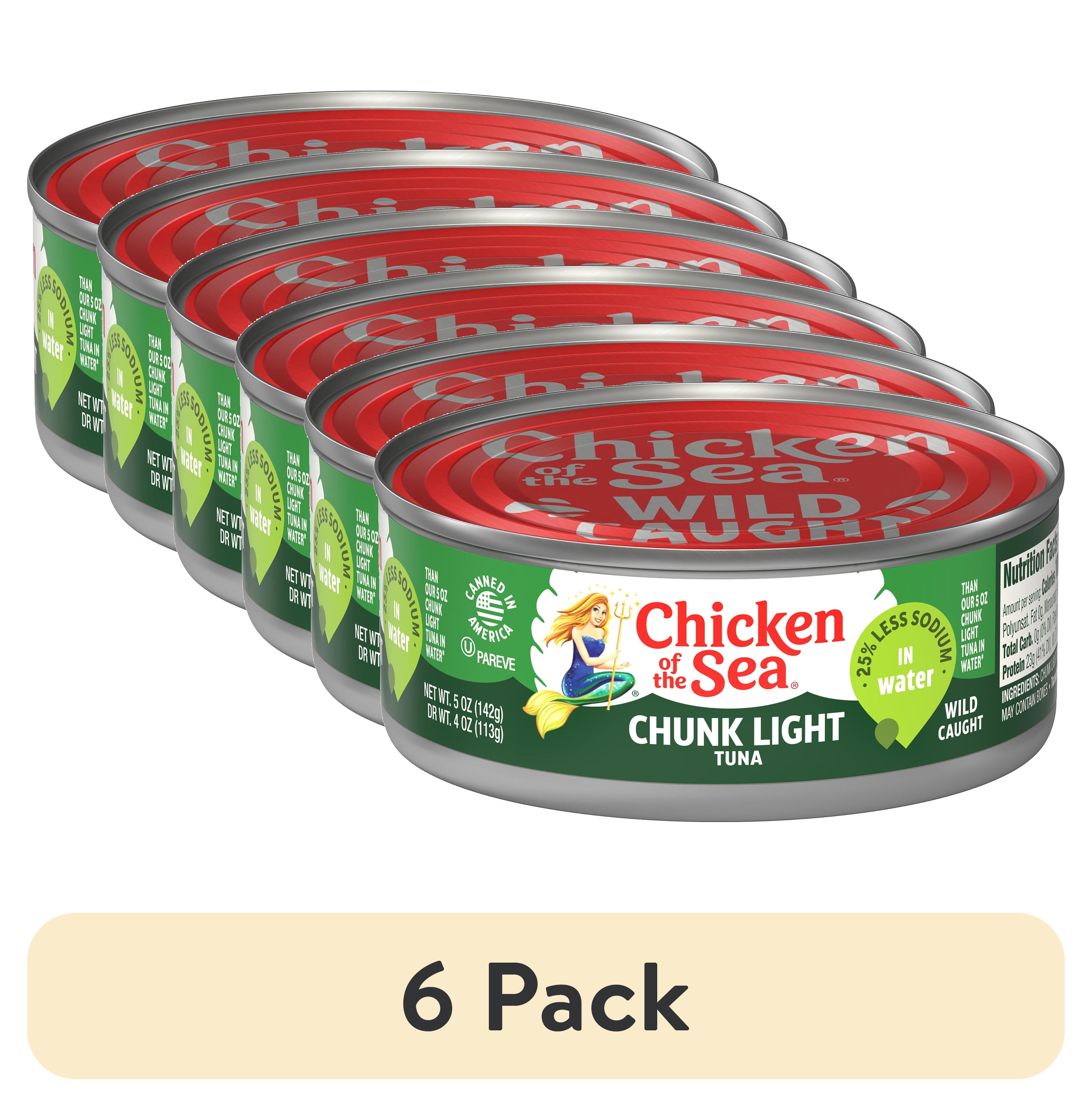 (6 pack) Chicken of the Sea Chunk Light Tuna in Water 25% Less Sodium 5 oz