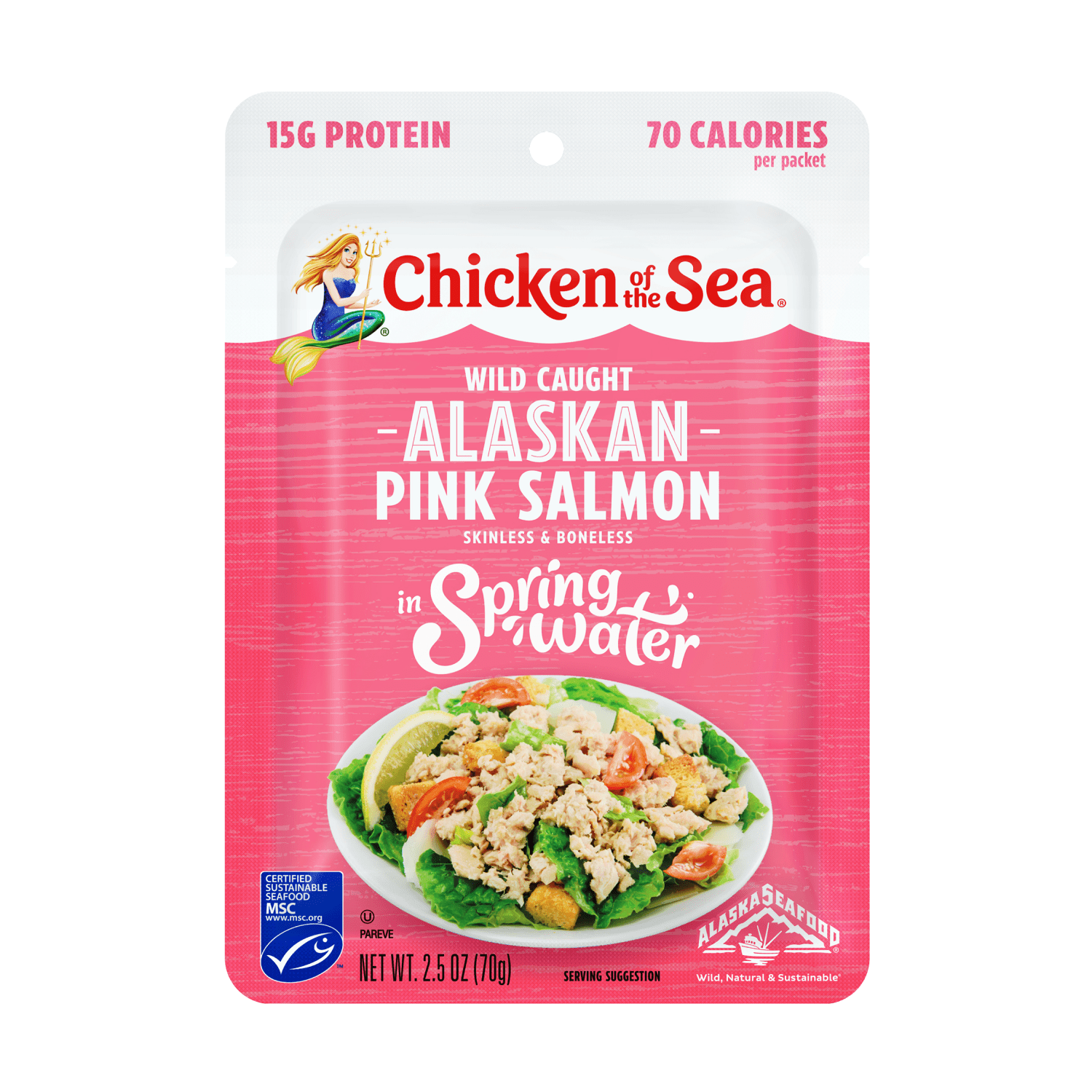 (6 pack) Chicken of the Sea Wild Caught Alaskan Pink Salmon in Spring Water Packet 2.5 oz
