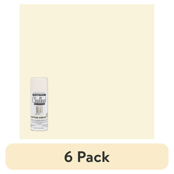 (6 pack) Chiffon Cream, Rust-Oleum Chalked Ultra Matte Spray Paint, 12 oz
