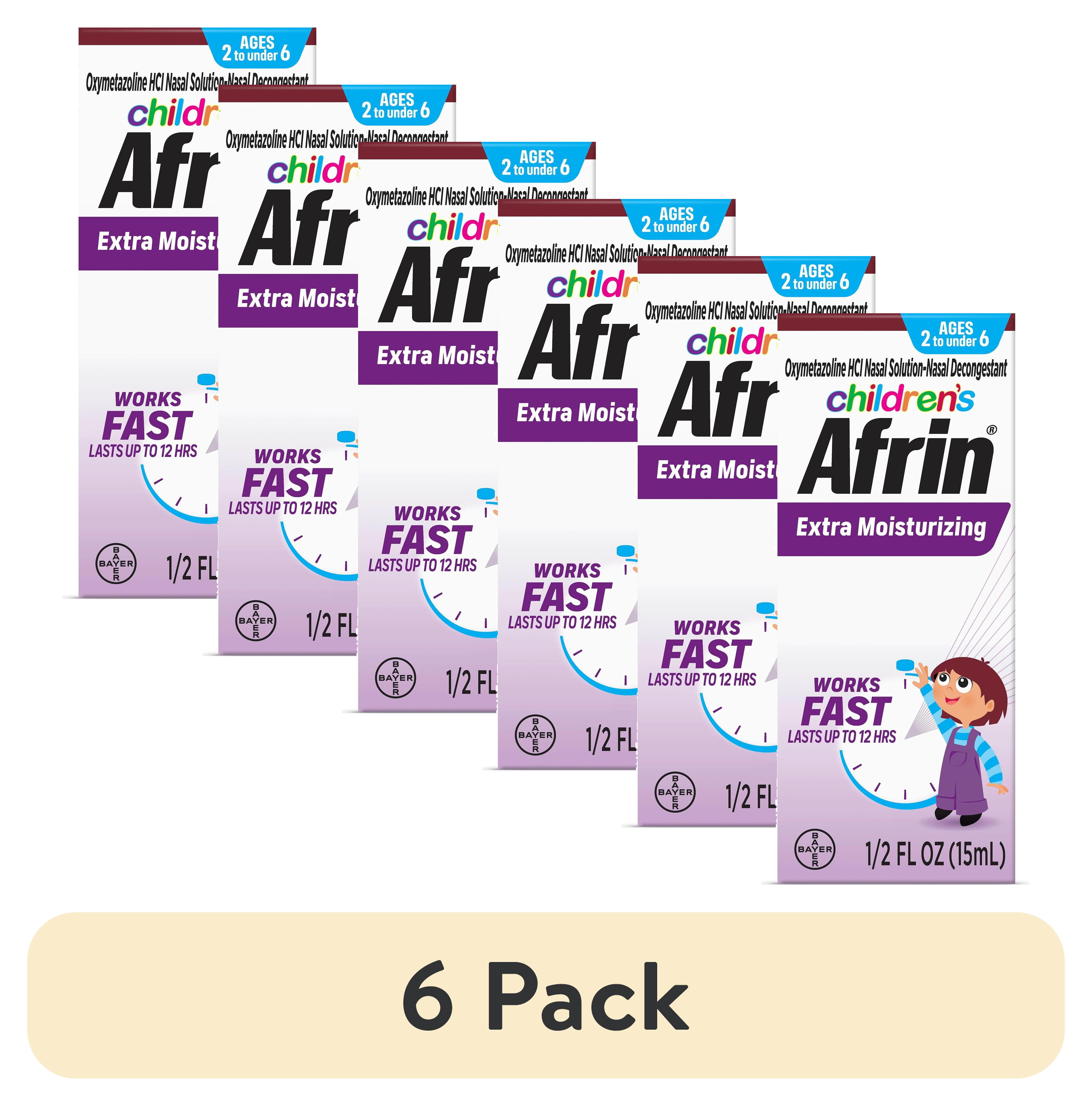 (6 pack) Children's Afrin Extra Moisturizing 12 Hour Stuffy Nose Nasal Spray, Ages 2 to 6, 15mL