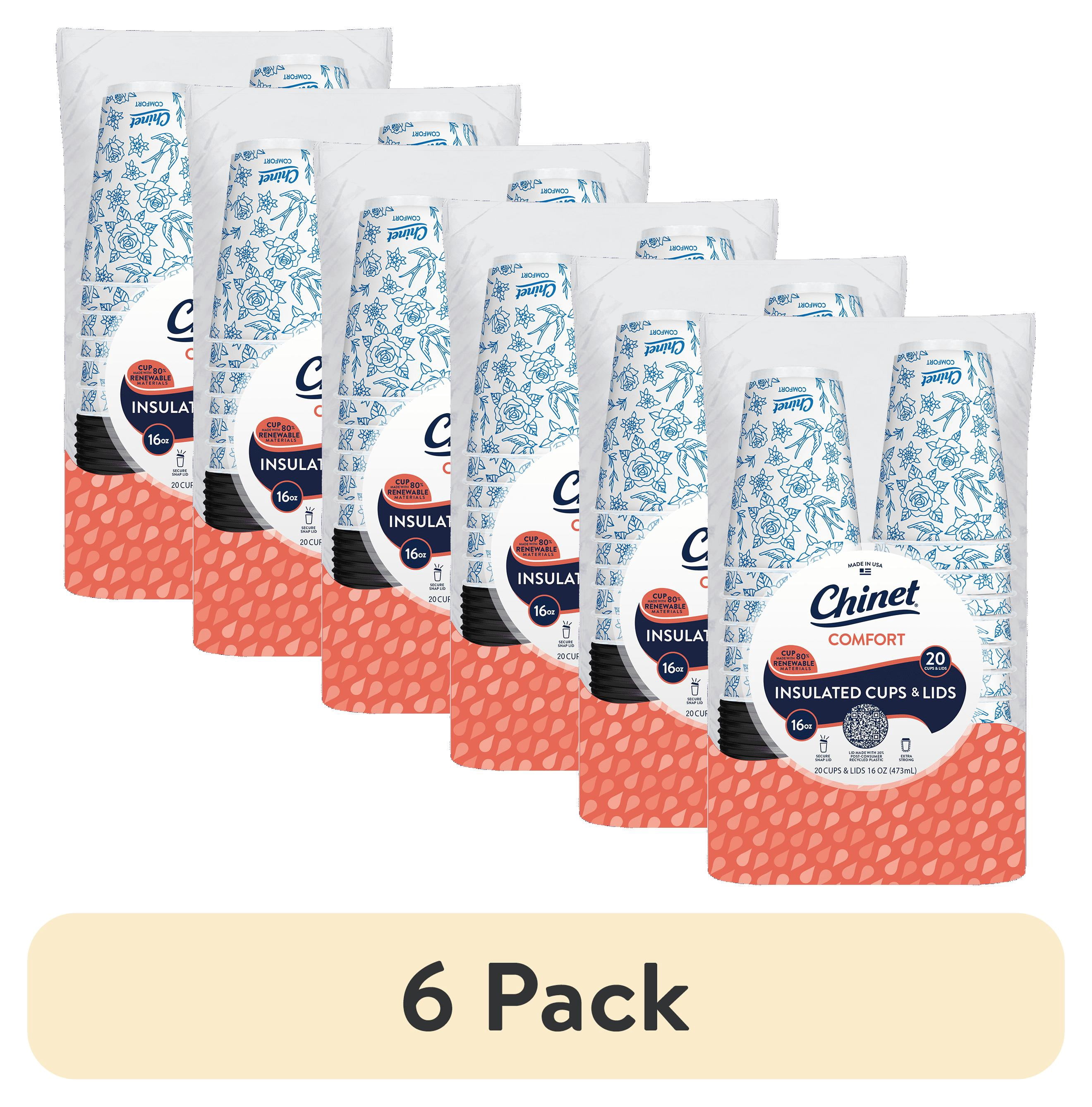 (6 pack) Chinet Comfort® Premium Disposable Paper Hot Cups with Lids, 16 oz, 20 Count