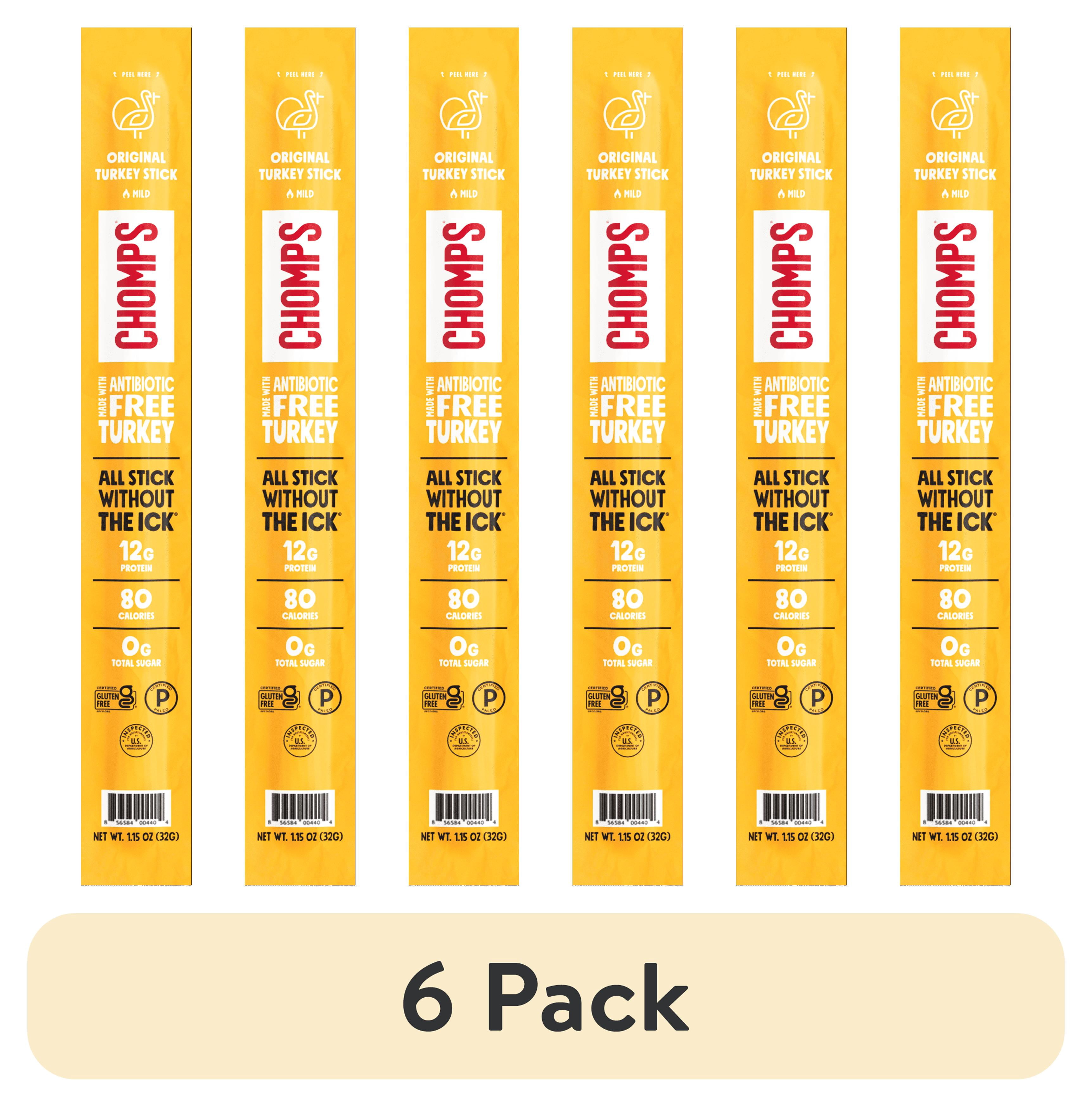 (6 pack) Chomps Original Turkey Jerky Meat Snack Stick (1.15oz Stick)
