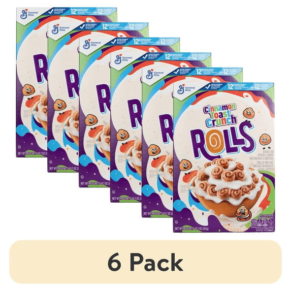 (6 pack) Cinnamon Toast Crunch Rolls Breakfast Cereal, 10.7oz, Crunchy, Shelf Stable, Carboard Box, New