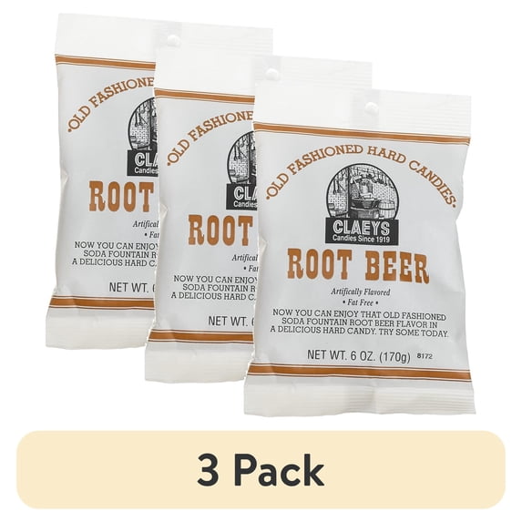 (6 pack) Claey's Fat-Free Old Fashioned Root Beer Hard Candies, 6 Oz.