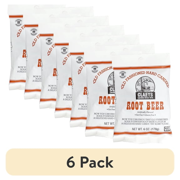 (6 pack) Claeys Sanded Rootbeer Drops, 6 Oz Bag - 2 Pack, Hard Sour Candy, Rootbeer Flavored Candy