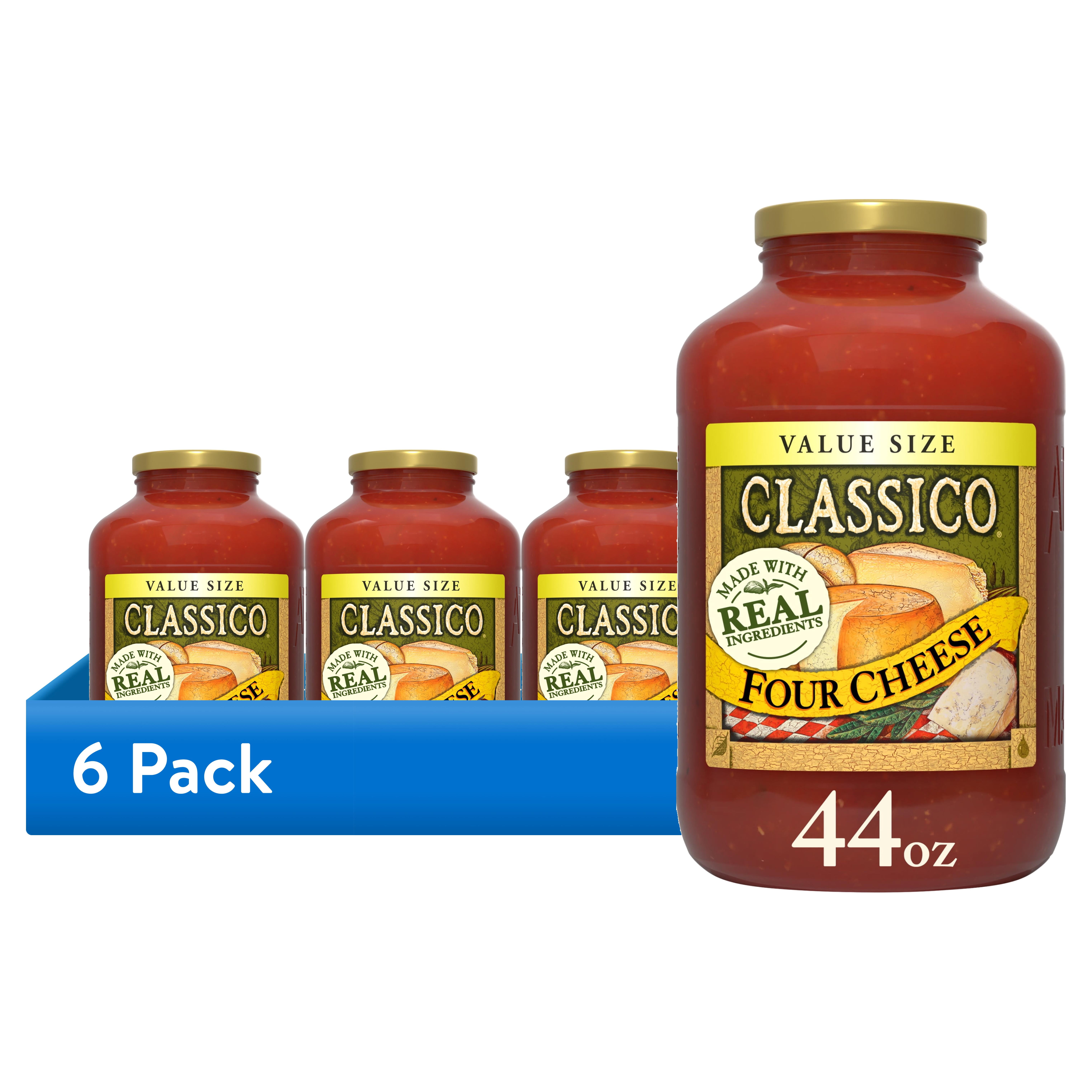 (6 pack) Classico Four Cheese Pasta Sauce Value Size, 44 oz Jar