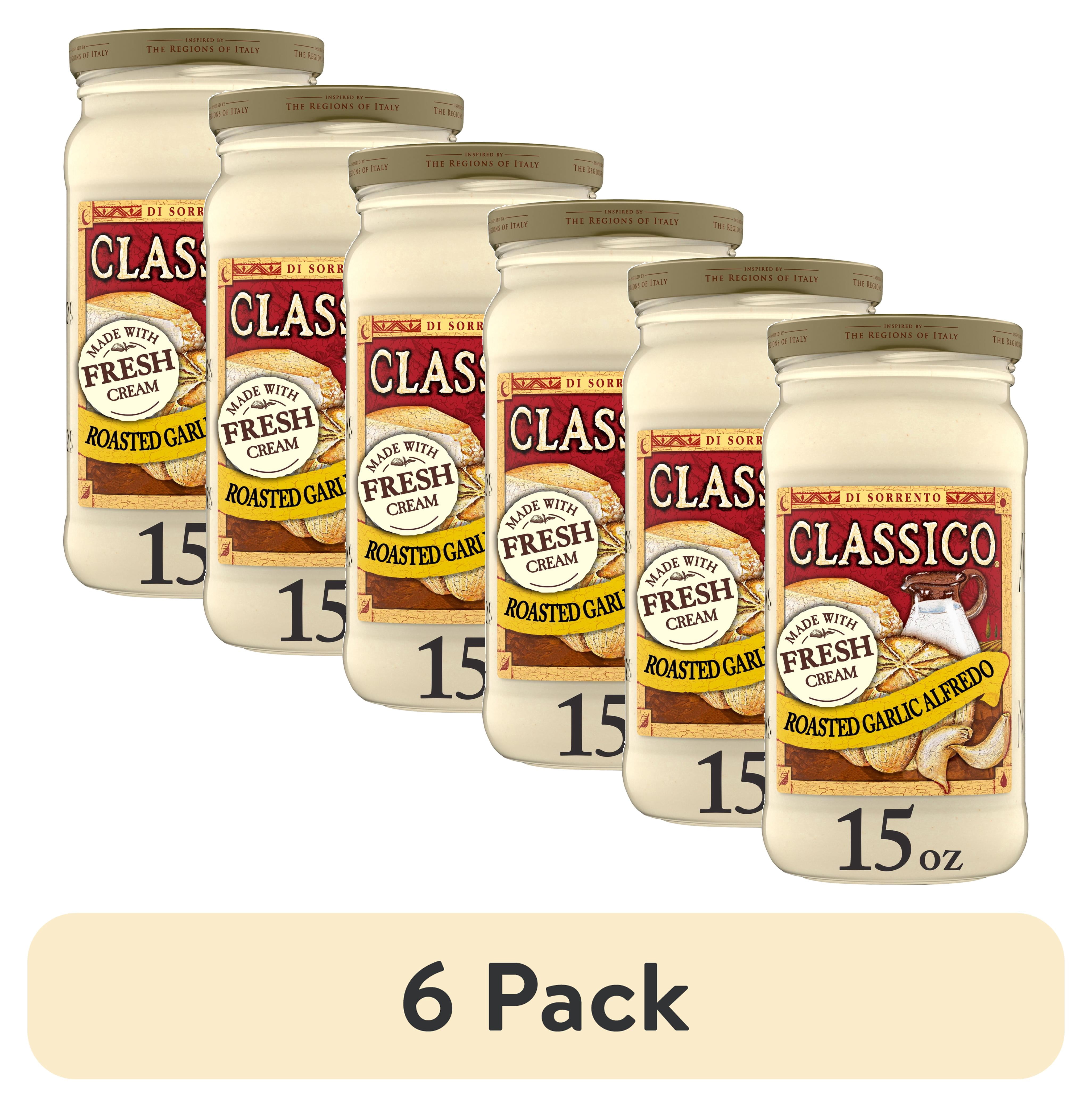 (6 pack) Classico Roasted Garlic Alfredo Pasta Sauce, 15 oz Jar