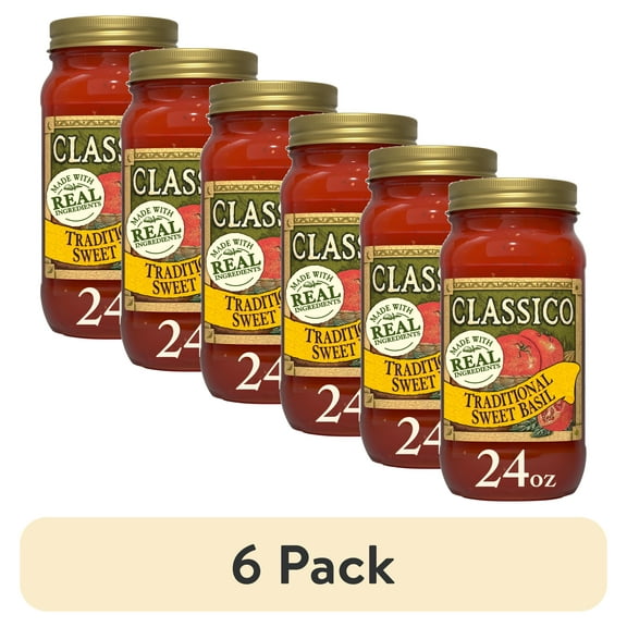 (6 pack) Classico Traditional Sweet Basil Pasta Sauce, 24 oz Jar