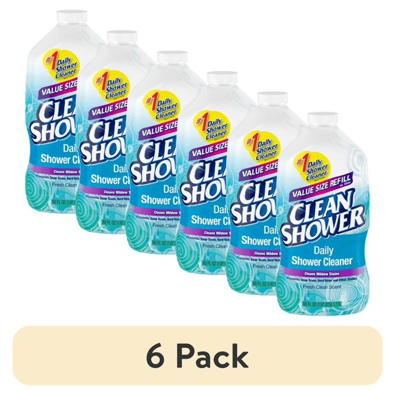 (6 pack) Clean Shower Daily Shower Cleaner Refill, Fresh Clean Scent 60 Fl Oz