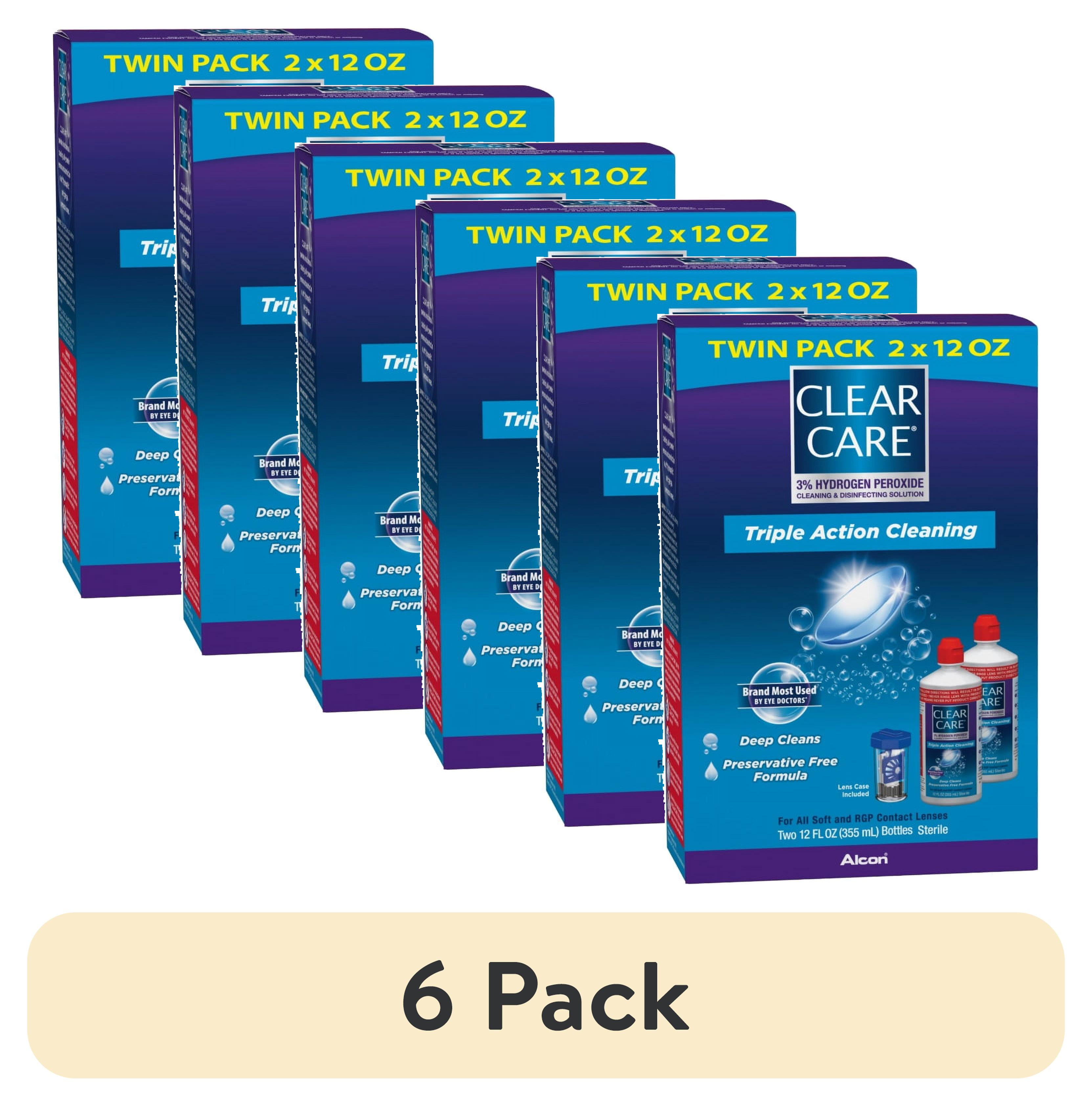 (6 pack) Clear Care Contact Lens Cleaning Solution for Daily Contact Lens Cleaning, Twin Pack