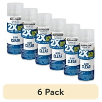 (6 pack) Clear, Rust-Oleum American Accents 2X Ultra Cover Gloss Spray Paint-327864, 12 oz