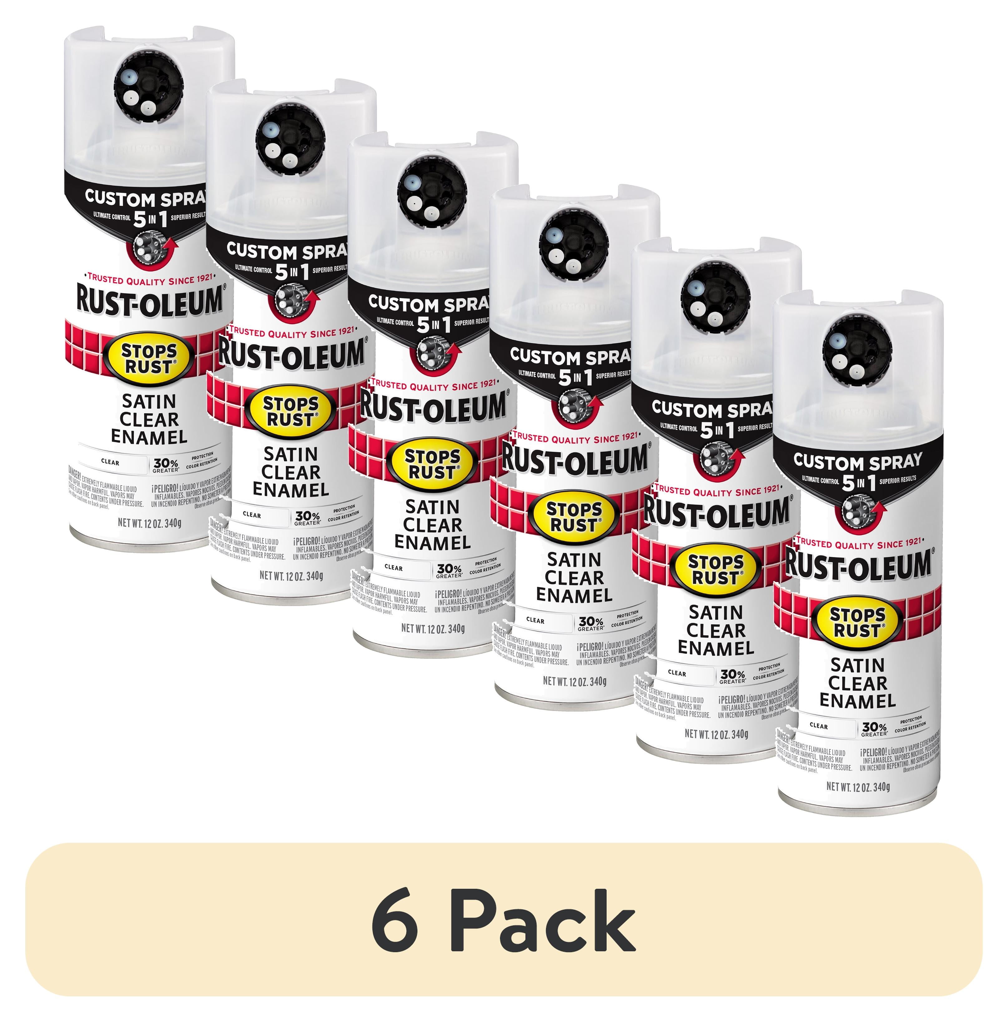 (6 pack) Clear, Rust-Oleum Stops Rust Custom Sprays 5 in 1 Satin Spray Paint-376883, 12 oz