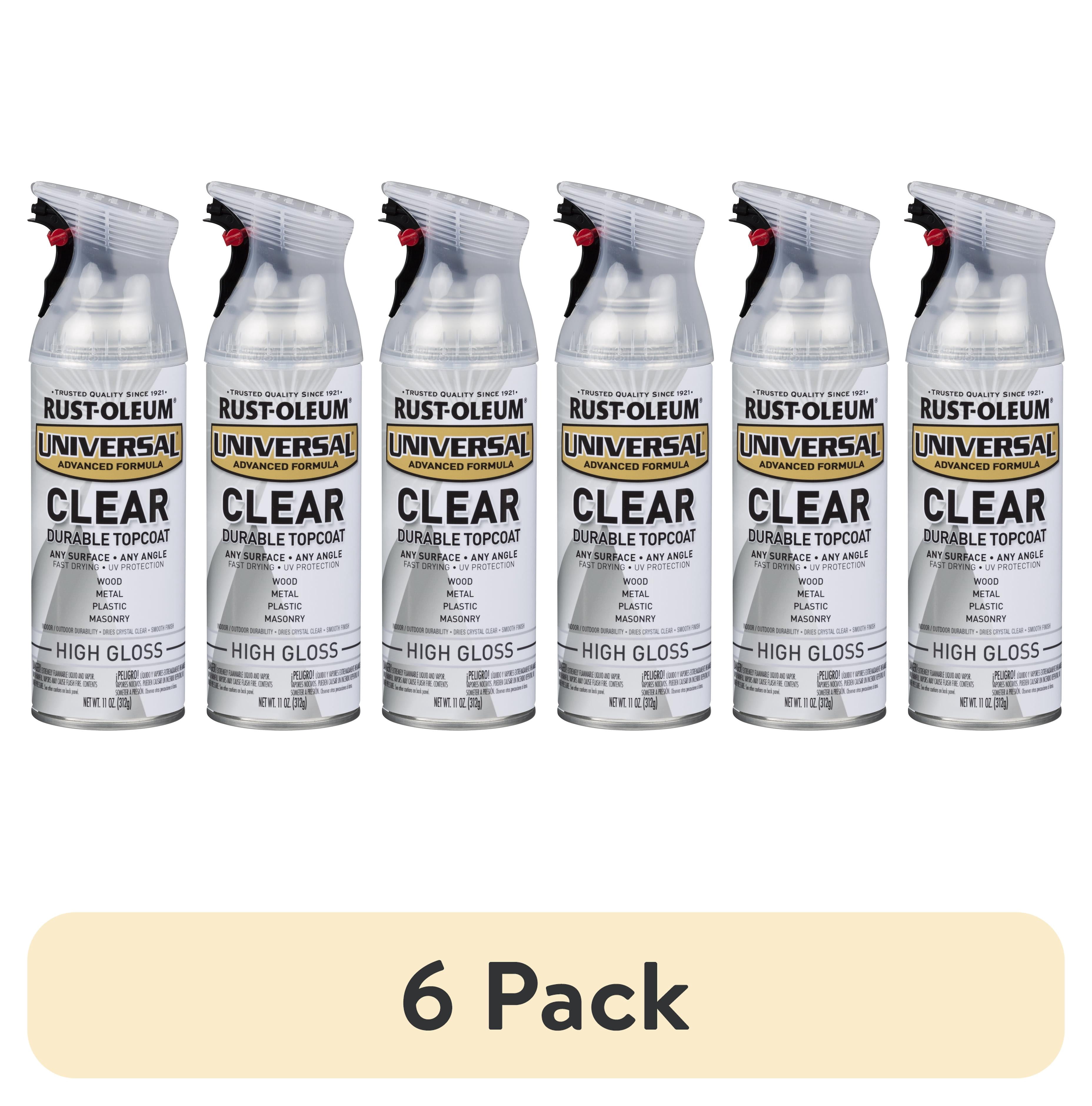 (6 pack) Clear, Rust-Oleum Universal Topcoat High Gloss Spray Paint-302110, 11 oz