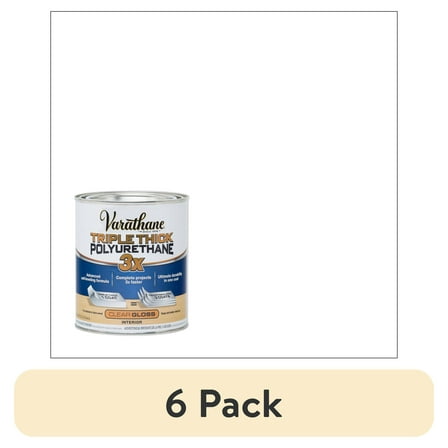 (6 pack) Clear, Varathane Triple Thick Gloss Polyurethane-284470, Quart