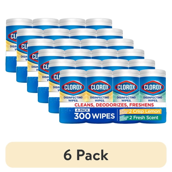 (6 pack) Clorox Bleach-Free Disinfecting and Cleaning Wipes, 75 Count Each, 4 Pack