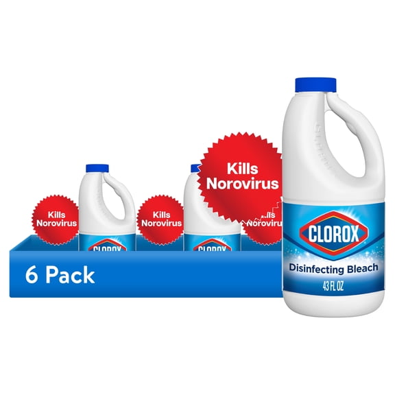(6 pack) Clorox Disinfecting Liquid Bleach Cleaner, Regular Scent, 43 fl oz