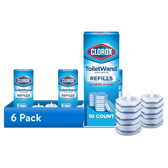(6 pack) (6 pack) (6 pack) (6 pack) (6 pack) (6 pack) (6 pack) (6 pack) Clorox ToiletWand Toilet Cleaning Refills, Disinfecting Scrubbing Pads, 10 Count