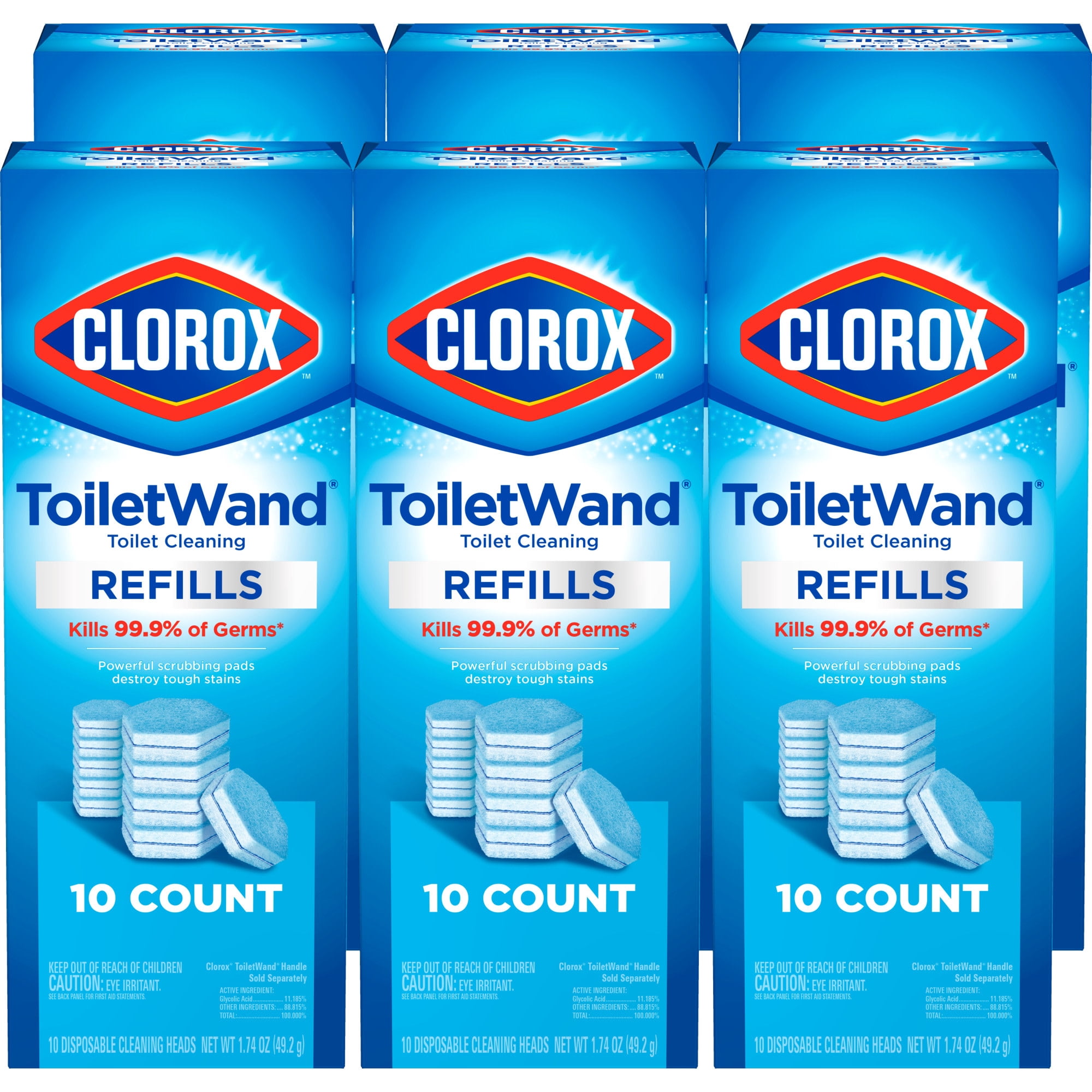 6 pack Clorox ToiletWand Disinfecting Brush Refills, Toile