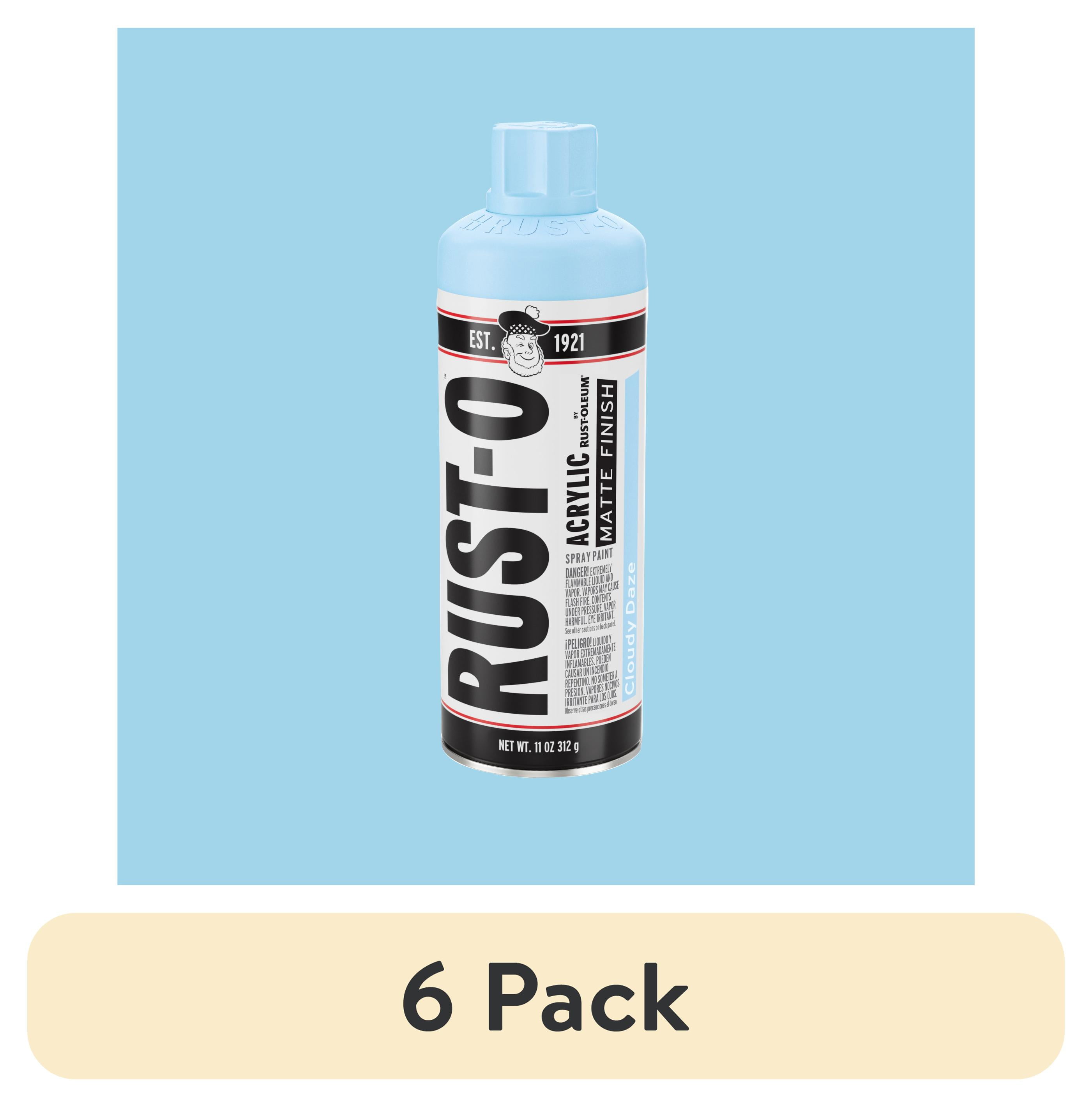 (6 pack) Cloudy Daze, Rust-Oleum Rust-O Acrylic Matte Spray Paint-392199, 11 oz