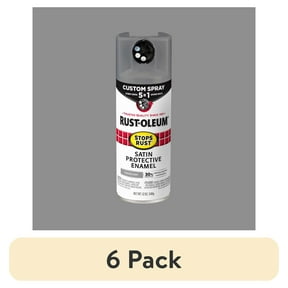 (6 pack) Coastal Gray , Rust-Oleum Stops Rust Custom Sprays 5 in 1 Satin Spray Paint-376872, 12 oz