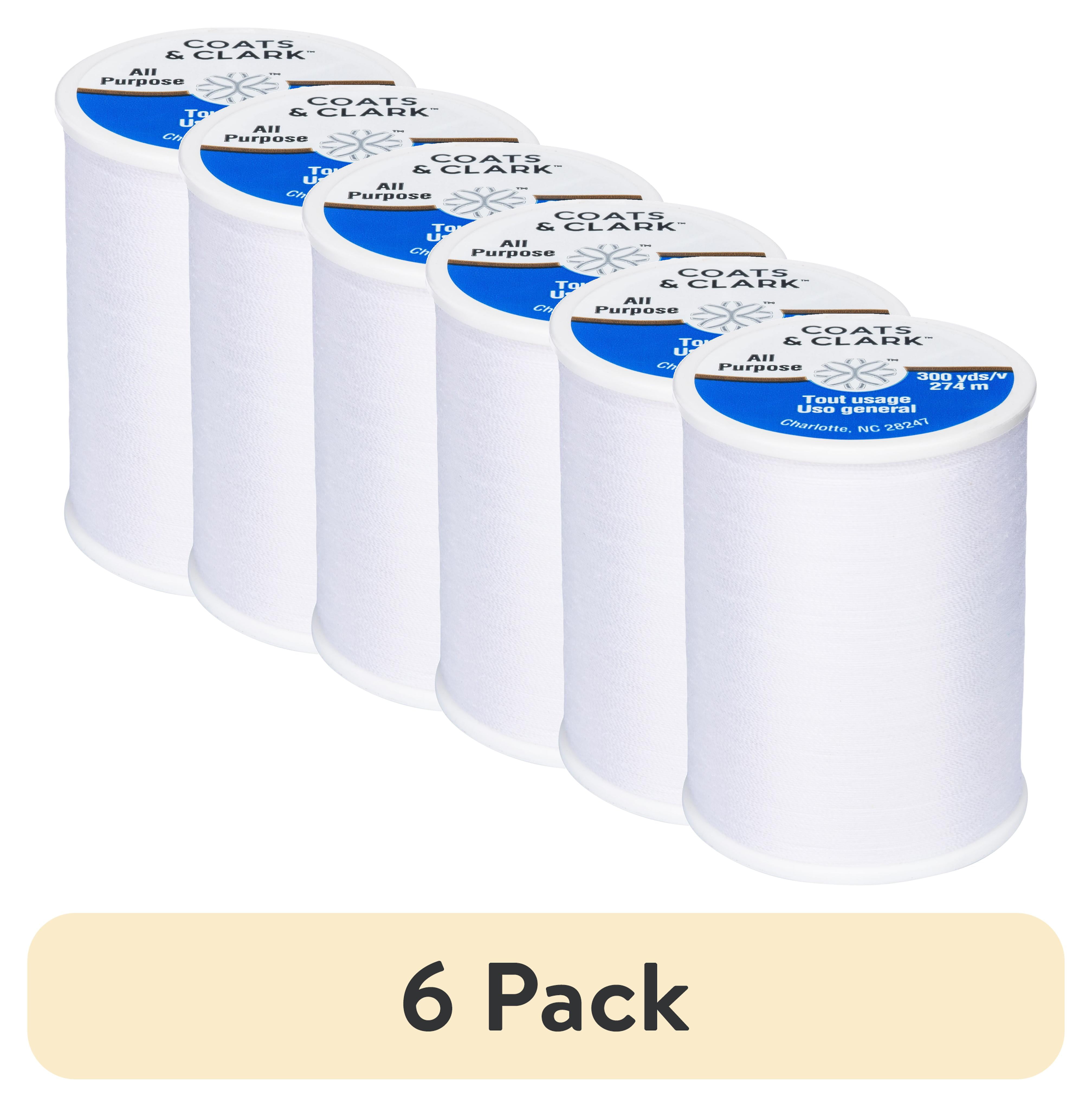(6 pack) Coats & Clark All Purpose White Polyester Thread, 300 Yards
