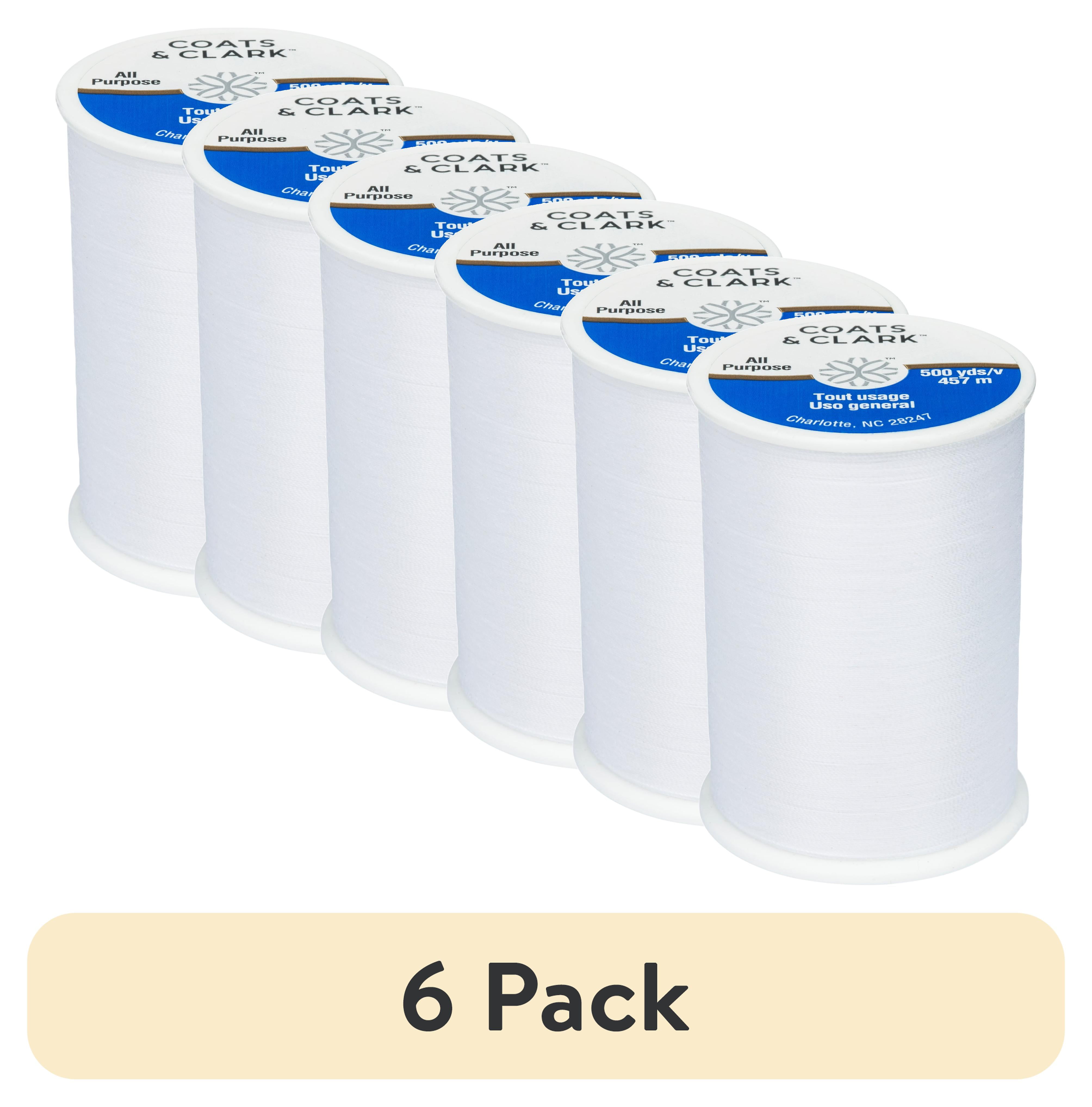 (6 pack) Coats & Clark All Purpose White Polyester Thread, 500 yards/457 meters