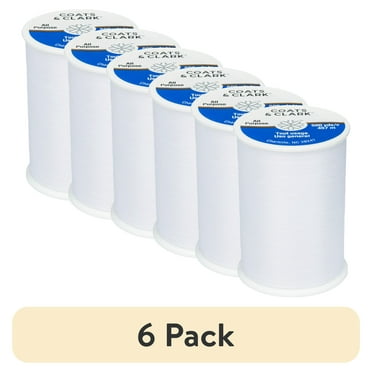 (6 pack) Coats & Clark All Purpose White Polyester Thread, 500 yards/457 meters