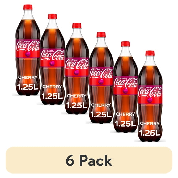 (6 pack) Coca-Cola Cherry Soda Pop Bottle, 1.25 Liters