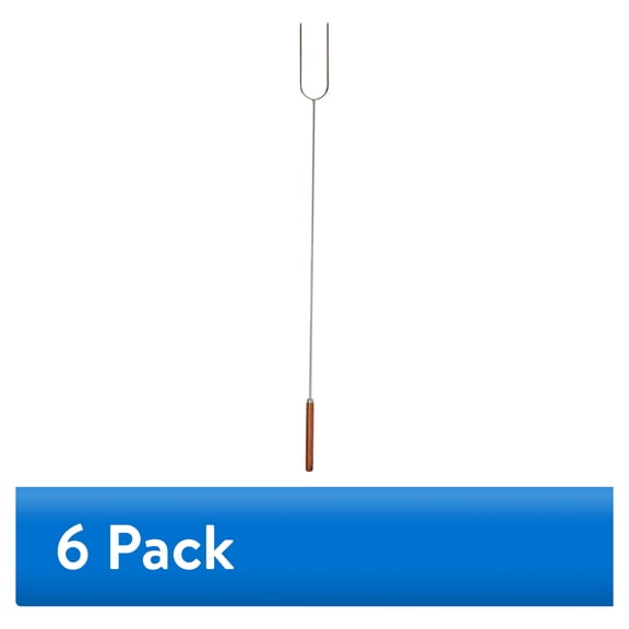 (6 pack) Coghlan's 41” Chromed-Steel Wooden Handle Roasting Camp Fork, 1 Pack