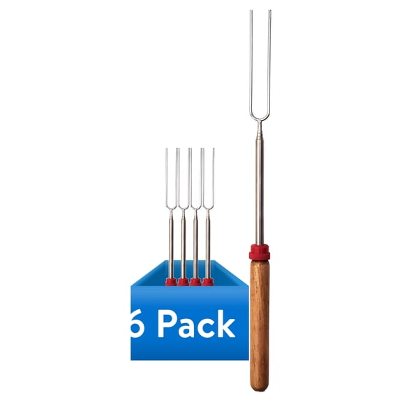 (6 pack) Coghlan's Telescoping Roasting Fork Extendable Chrome-Plated Steel 12.5 to 34 Inch
