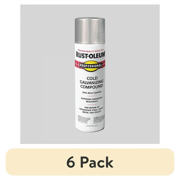 (6 pack) Cold Gray, Rust-Oleum Professional Galvanizing Compound Spray-7585838, 20 oz