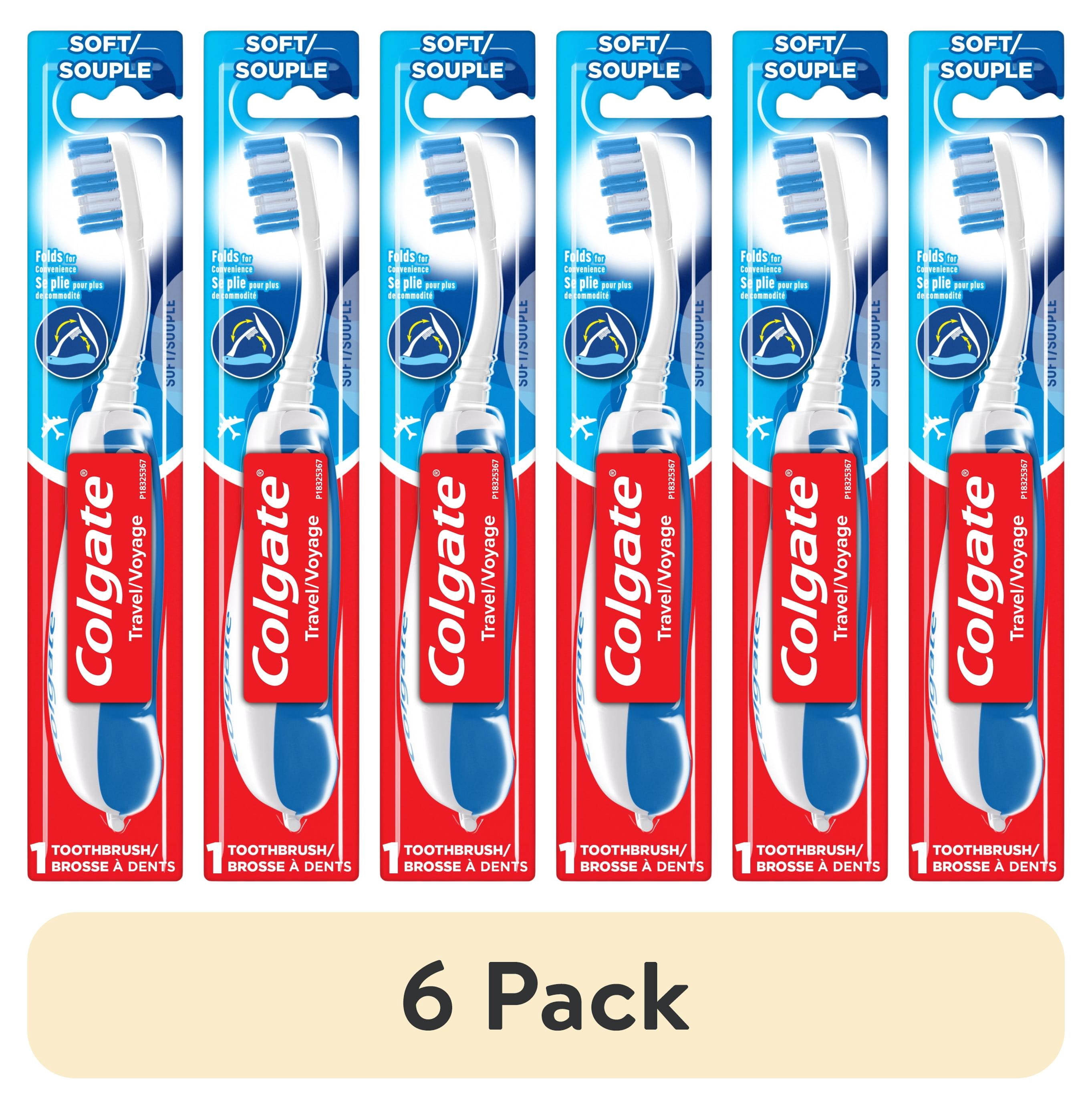 (6 pack) Colgate Adult Manual Travel Toothbrush, Soft