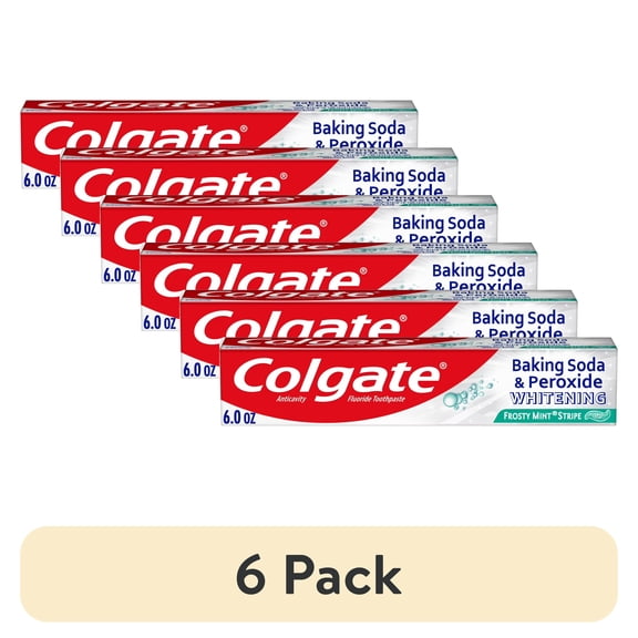 (6 pack) Colgate Baking Soda and Peroxide Whitening Toothpaste Gel, Frosty Mint Stripe, 6 oz