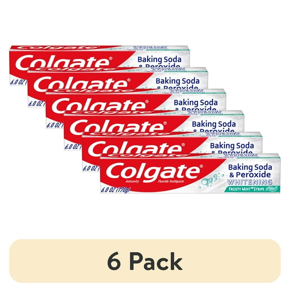 (6 pack) Colgate Baking Soda and Peroxide Whitening Toothpaste Gel, Frosty Mint, 6 oz Tube