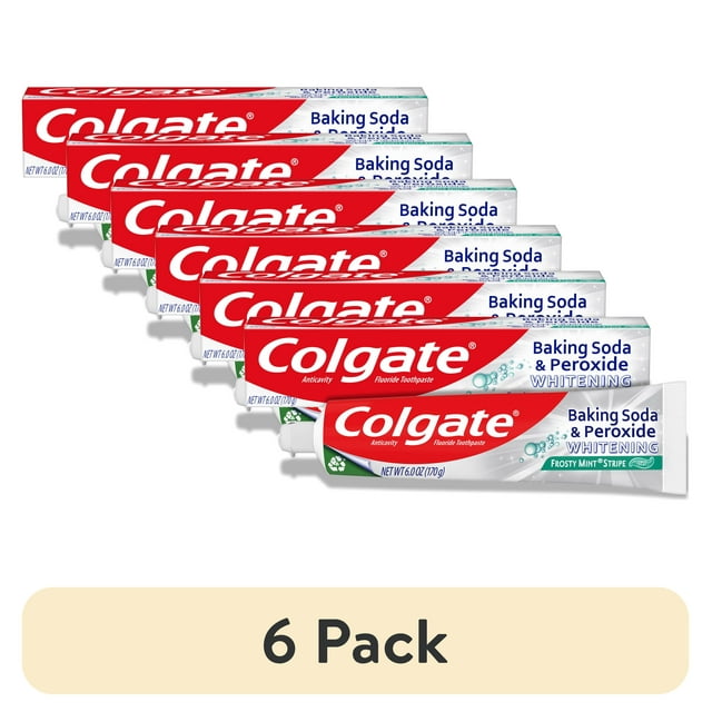 (6 pack) Colgate Baking Soda and Peroxide Whitening Toothpaste Gel, Frosty Mint, 6 oz Tube