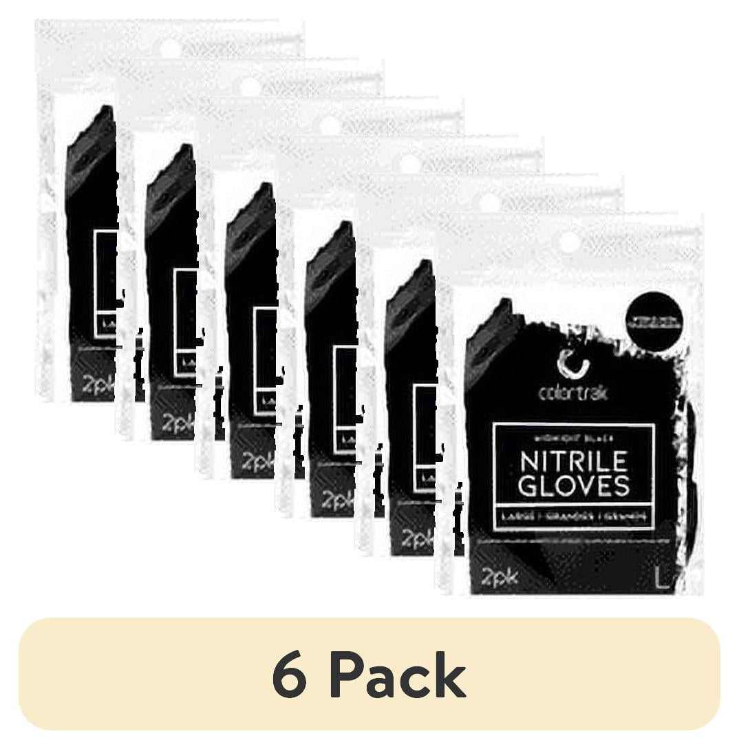 (6 pack) Colortrak Nitrile Pro Quality Protection Latex Free Mixed Disposable Gloves L, Black, 2 Pack