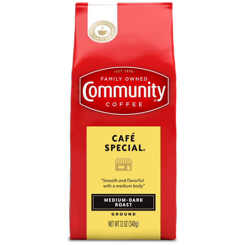 (6 pack) Community Coffee Café Special Medium-Dark Roast Ground 12 oz Gable Top