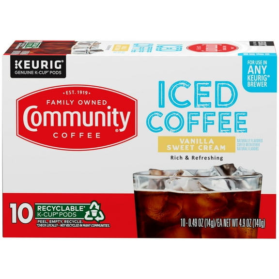 Community Coffee Iced Coffee Vanilla Sweet Cream Single-Serve Cups 10 ct Box