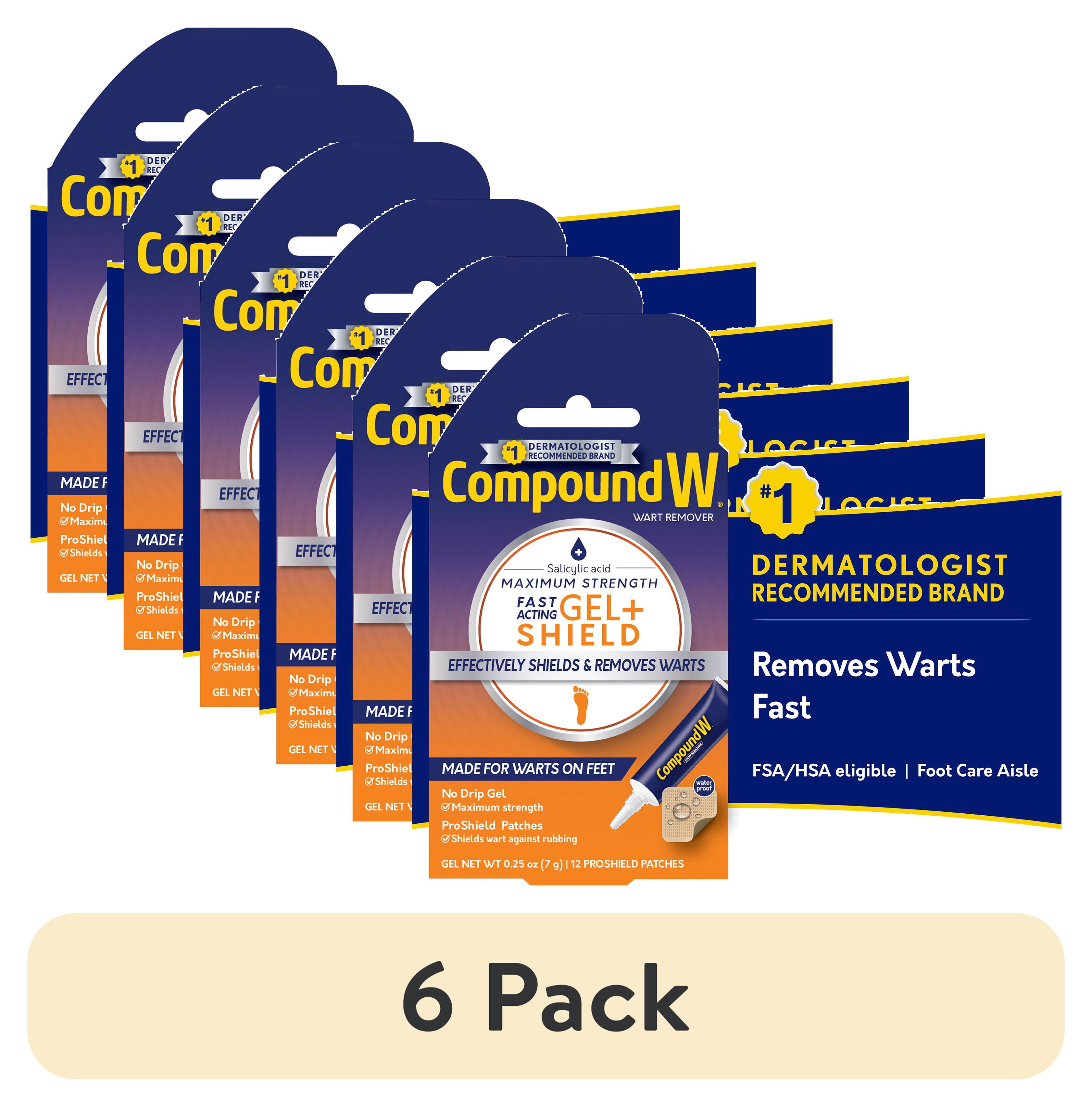 (6 pack) Compound W Gel + Shield Wart Remover, 0.25 oz Salicylic Acid Gel with 12 ProShield Patches