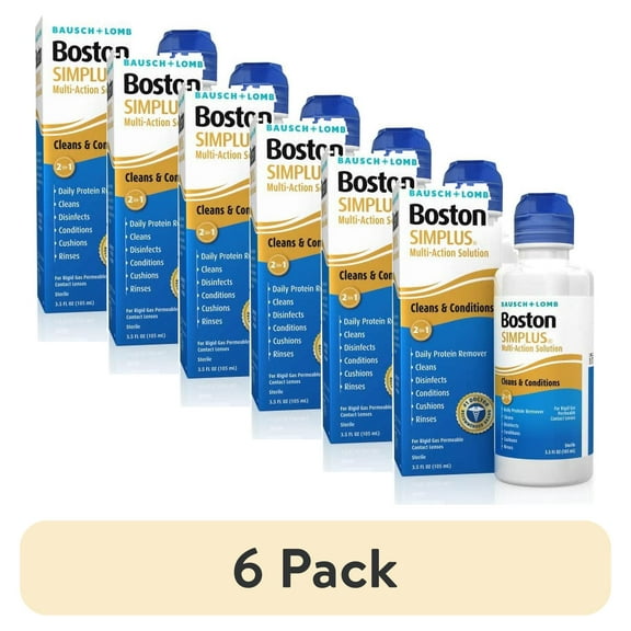 (6 pack) Contact Lens Solution by Boston Simplus, for Gas Permeable Contact Lenses, 3.5 Fl Oz
