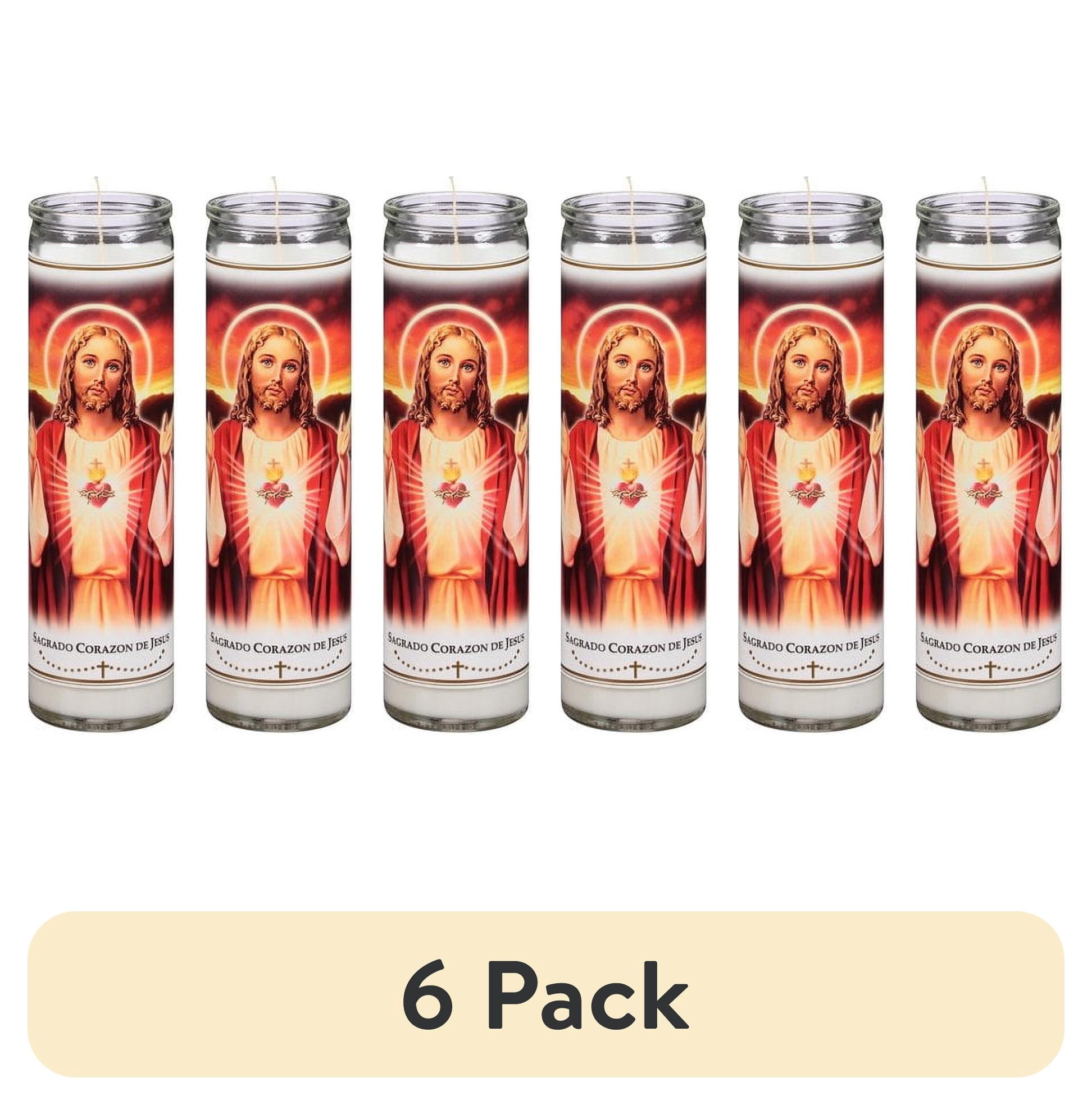 (6 pack) Continental Candle Rosary Series Sacred Heart of Jesus Candle, White, 8"